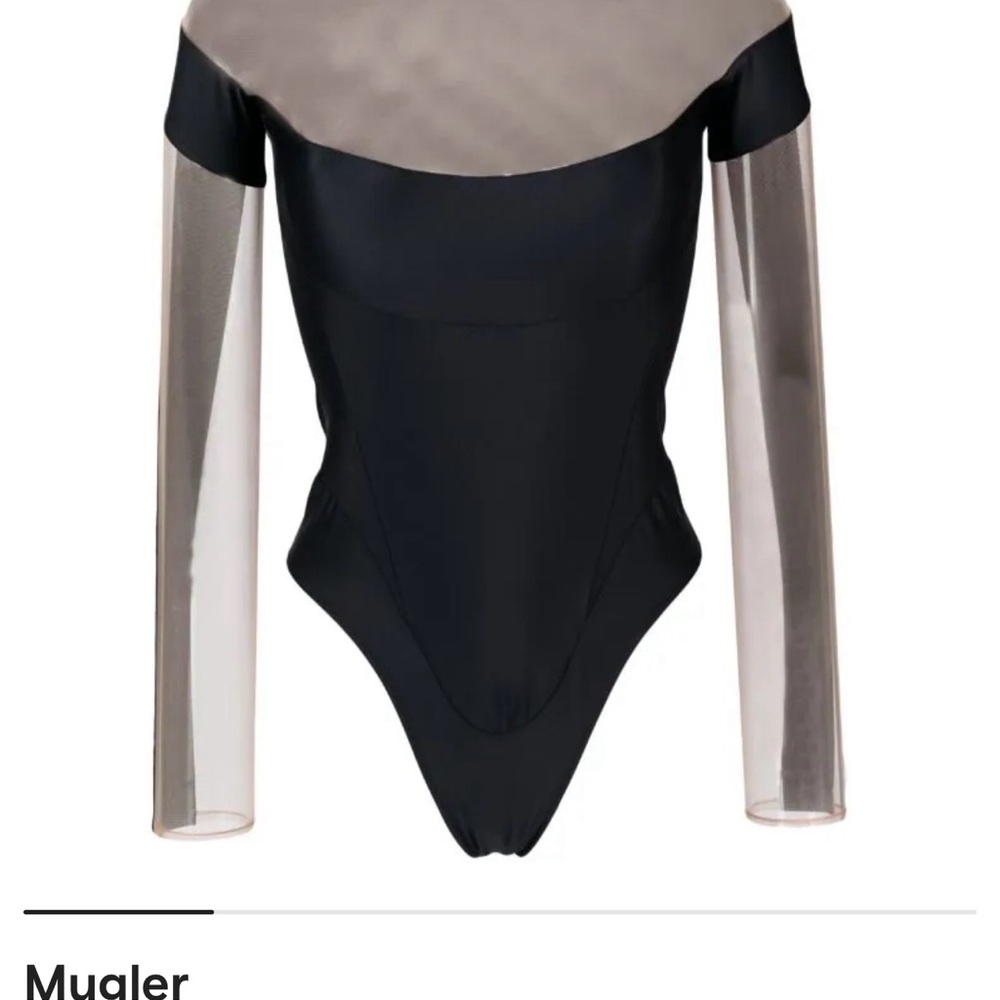Mugler Mesh-panelled bodysuit in black. Brand new, Mugler bodysuit